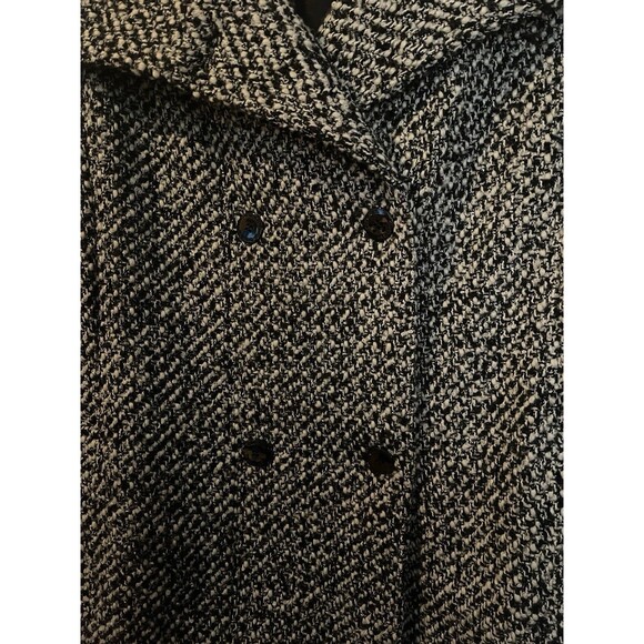 CALVIN KLEIN Black & White Boucle Wool Blend Double Breasted Belted Coat 12 - Picture 5 of 9